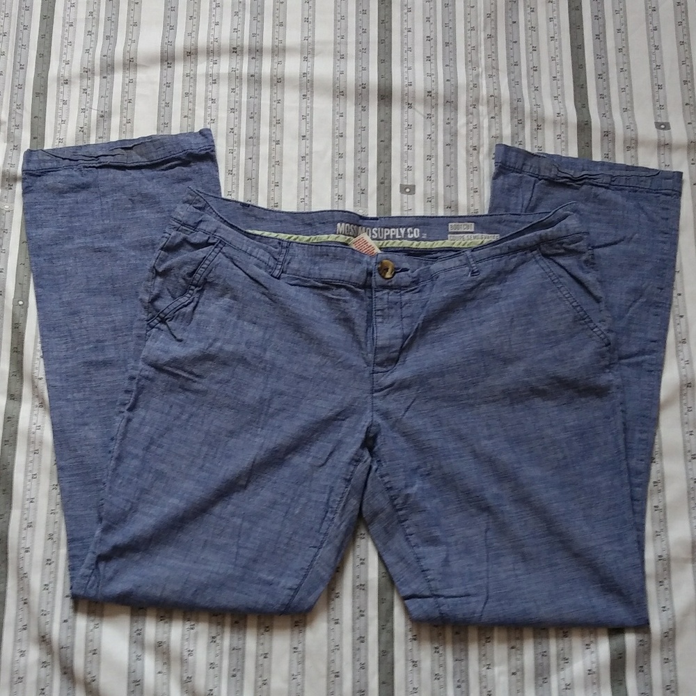 Linen Feel Denim Colored Casual Slacks